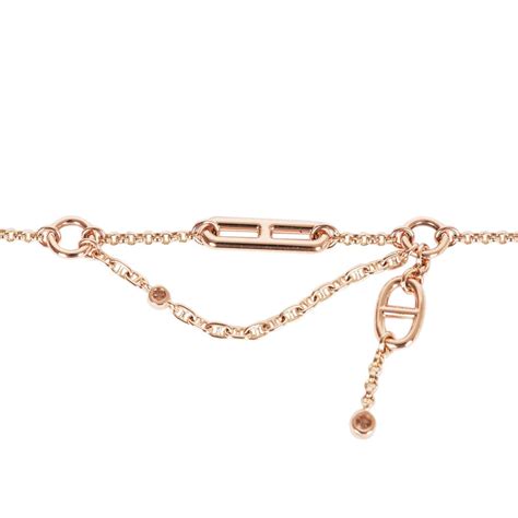 HERMES 18K Rose Gold Diamond MM Chaine d'Ancre Chaos .